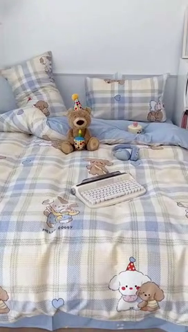 91家纺网 家纺一手货源 找家纺 2024新款13070跑量款全棉四件套--卡通系列 幼稚园伙伴