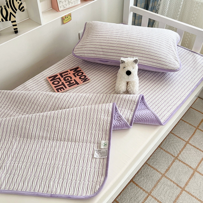 91家纺网 家纺一手货源 找家纺 沐纯家居 2024新款开学季（A类全棉水洗棉，棉加绒）床盖三件套  可乐紫