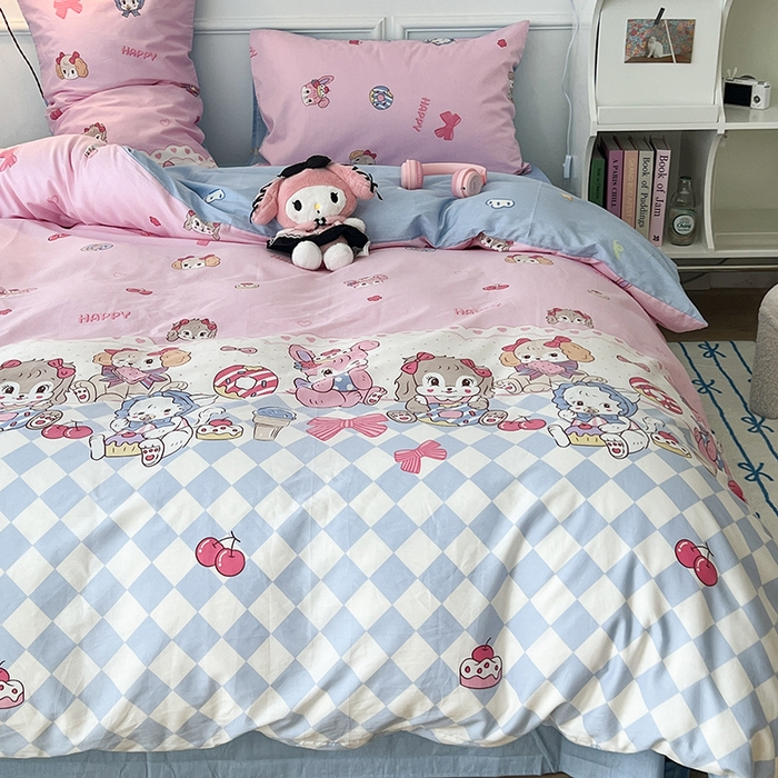 91家纺网 家纺一手货源 找家纺 2024新款13070跑量款全棉四件套--卡通系列 甜心派对