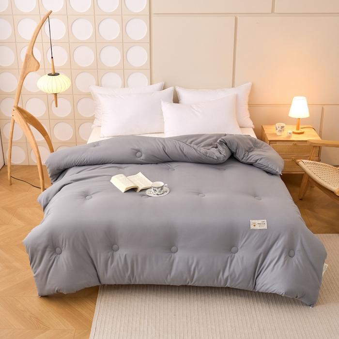 91家纺网 家纺一手货源 找家纺 梦恬佳 2024新款A类原棉亲肤棉大豆被夏被春秋被冬被 浅灰