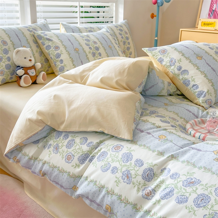 91家纺网 家纺一手货源 找家纺 红馆 2025年全棉12868印花系列四件套花涧