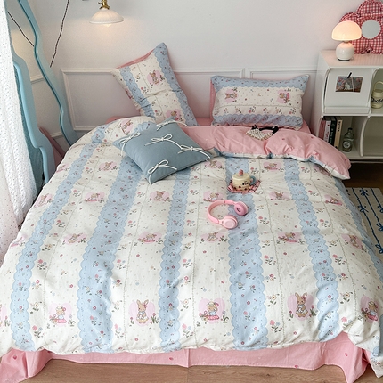 2024新款13070跑量款全棉四件套--小清新系列 春日花花兔