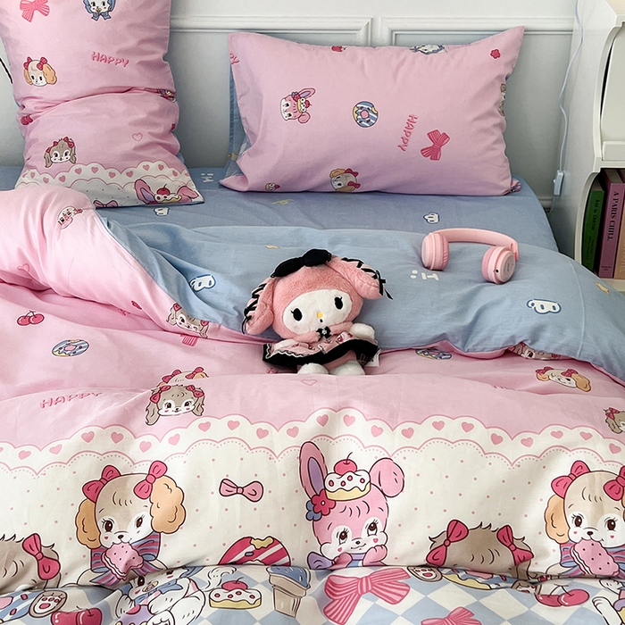 91家纺网 家纺一手货源 找家纺 2024新款13070跑量款全棉四件套--卡通系列 甜心派对