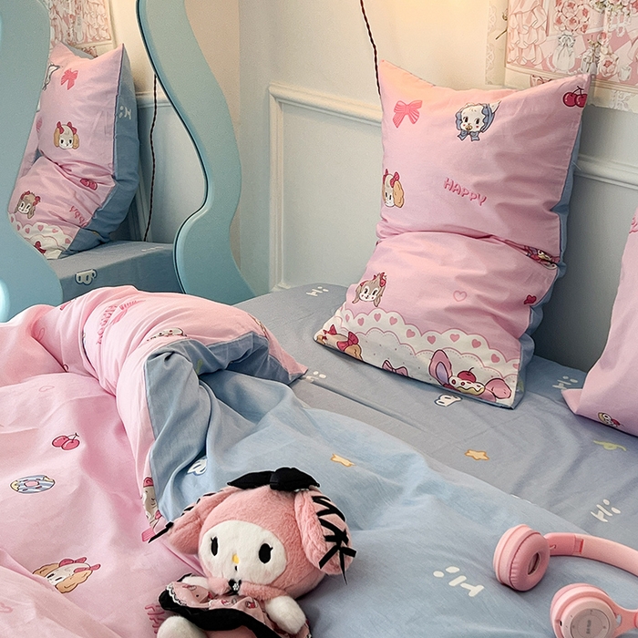 91家纺网 家纺一手货源 找家纺 2024新款13070跑量款全棉四件套--卡通系列 甜心派对