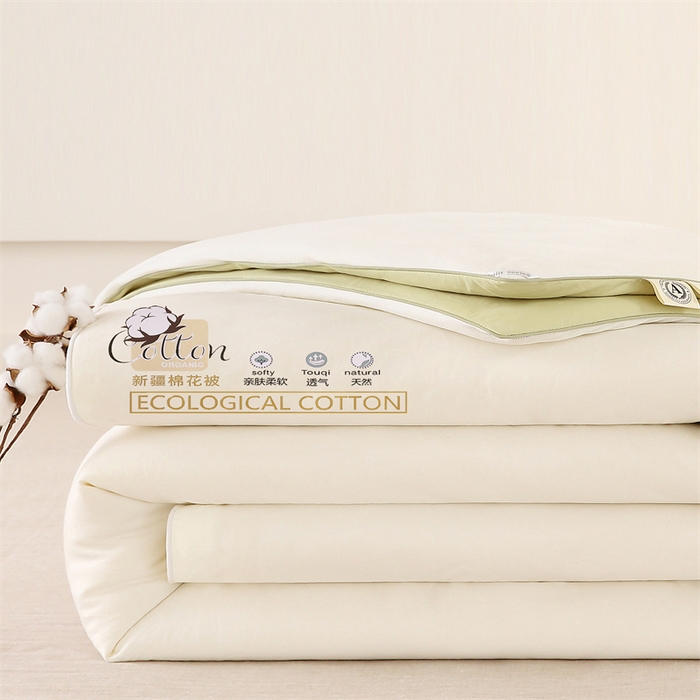 91家纺网 家纺一手货源 找家纺 好宜家纺 2025新款水洗棉新疆棉花被芯拉链款二合一子母被冬被春秋被夏被学生宿舍被褥 单被子-米白+奶绿