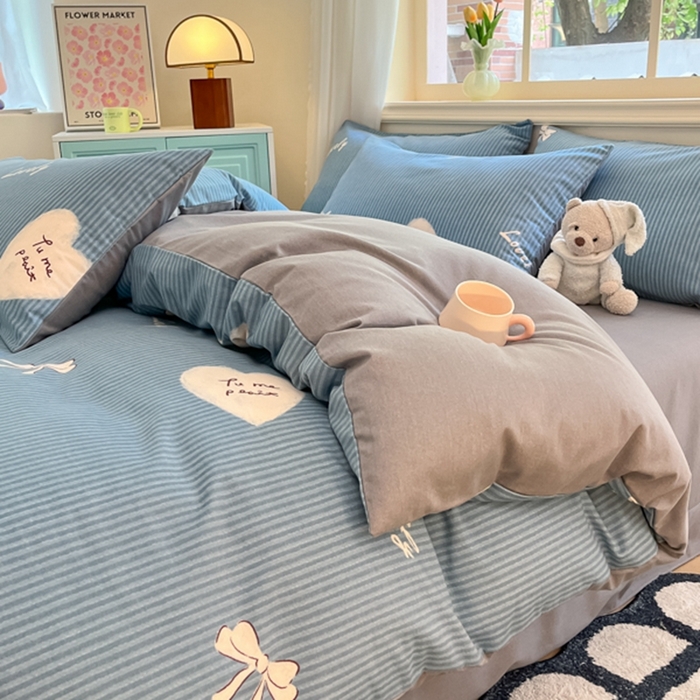 91家纺网 家纺一手货源 找家纺 莱米家纺 2024新款全棉加厚磨毛印花四件套 少女日记