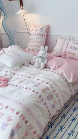 91家纺网 家纺一手货源 找家纺 2024新款13070跑量款全棉四件套--洛丽塔系列 魔法仙女兔