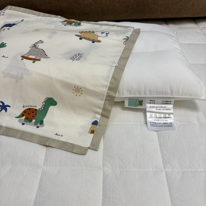 91家纺网 家纺一手货源 找家纺 良佐生活 2024新款A类133x72铂金全棉枕套枕头枕芯七彩童年系列 枕套+枕芯 恐龙印记