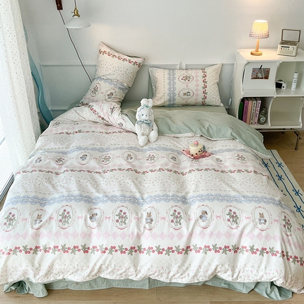 91家纺网 家纺一手货源 找家纺 （总）2024新款13070跑量款全棉四件套--小清新系列