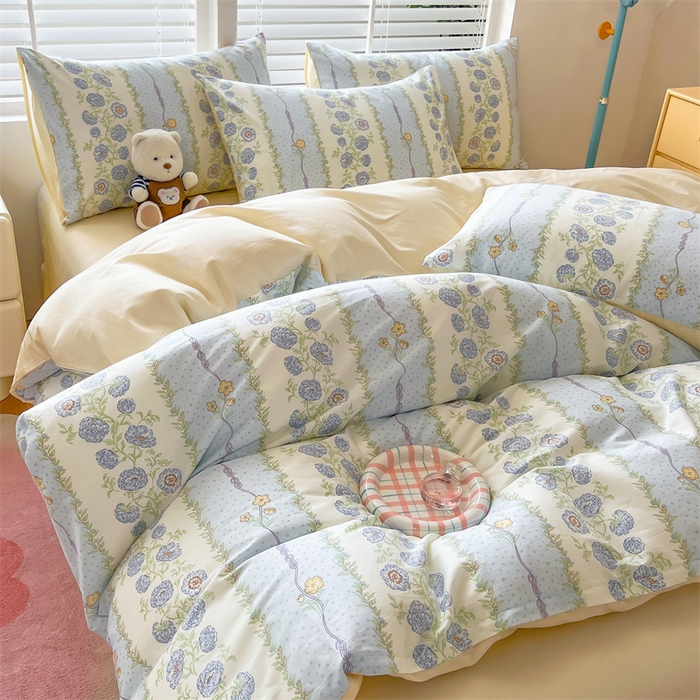 91家纺网 家纺一手货源 找家纺 红馆 2025年全棉12868印花系列四件套花涧