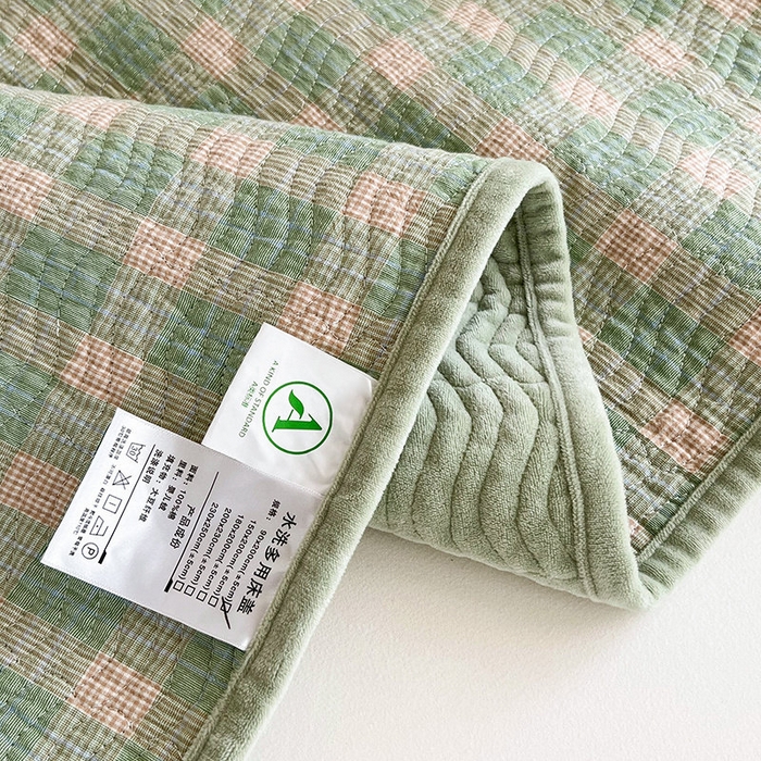 91家纺网 家纺一手货源 找家纺 沐纯家居 2024新款开学季（A类全棉水洗棉，棉加绒）床盖三件套  田园绿