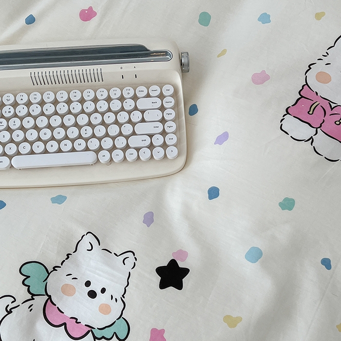 91家纺网 家纺一手货源 找家纺 2024新款13070跑量款全棉四件套--卡通系列 可爱萌萌狗