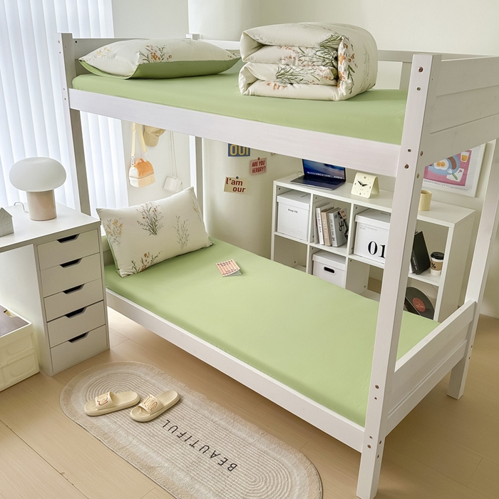 91家纺网 家纺一手货源 找家纺 2024新款水洗棉小清新印花学生三件套（床笠床套款） 仙草