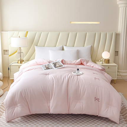 心悦家纺 2024新款全棉轻舞芭蕾绣花大豆被夏被春秋被冬被 轻舞芭蕾粉