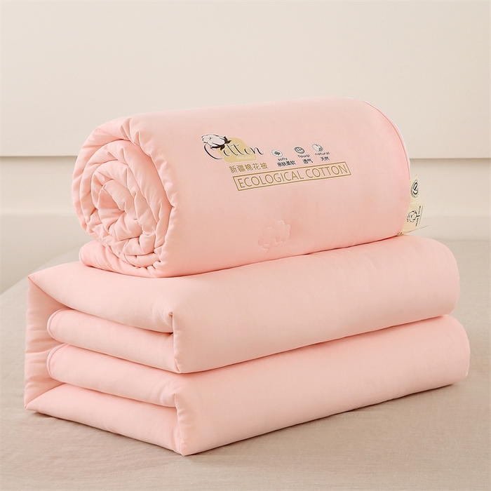 91家纺网 家纺一手货源 找家纺 好宜家纺 2025新款水洗棉新疆棉花被芯拉链款二合一子母被冬被春秋被夏被学生宿舍被褥 单被子-粉玉色