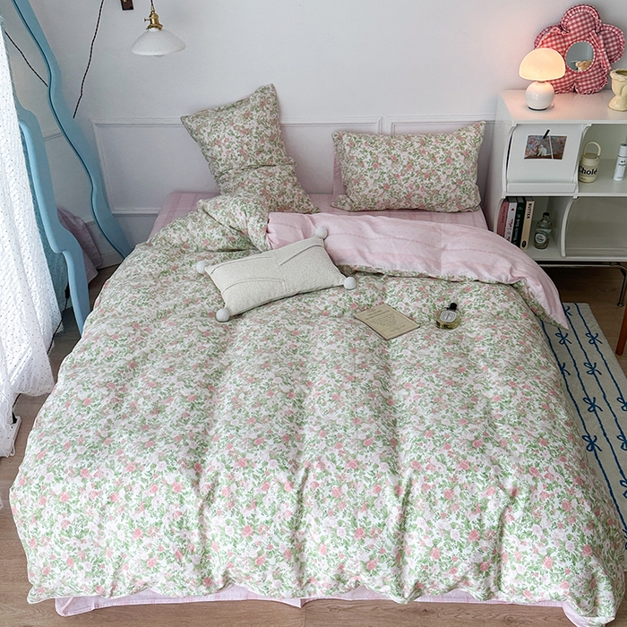 91家纺网 家纺一手货源 找家纺 2024新款13070跑量款全棉四件套--花卉系列 梨花末雨