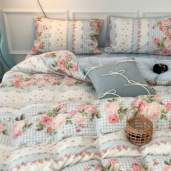 91家纺网 家纺一手货源 找家纺 2024新款13070跑量款全棉四件套--花卉系列 初恋玫瑰