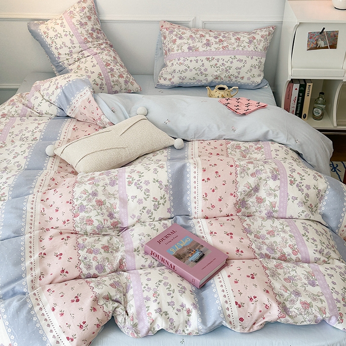 91家纺网 家纺一手货源 找家纺 2024新款13070跑量款全棉四件套--花卉系列 韩系碎花