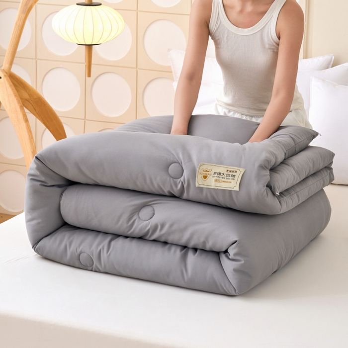 91家纺网 家纺一手货源 找家纺 梦恬佳 2024新款A类原棉亲肤棉大豆被夏被春秋被冬被 浅灰