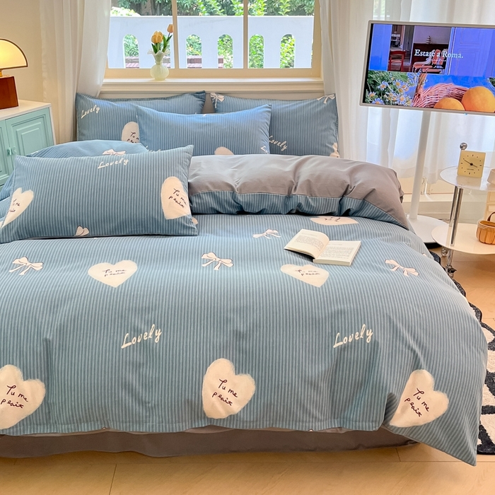 91家纺网 家纺一手货源 找家纺 莱米家纺 2024新款全棉加厚磨毛印花四件套 少女日记