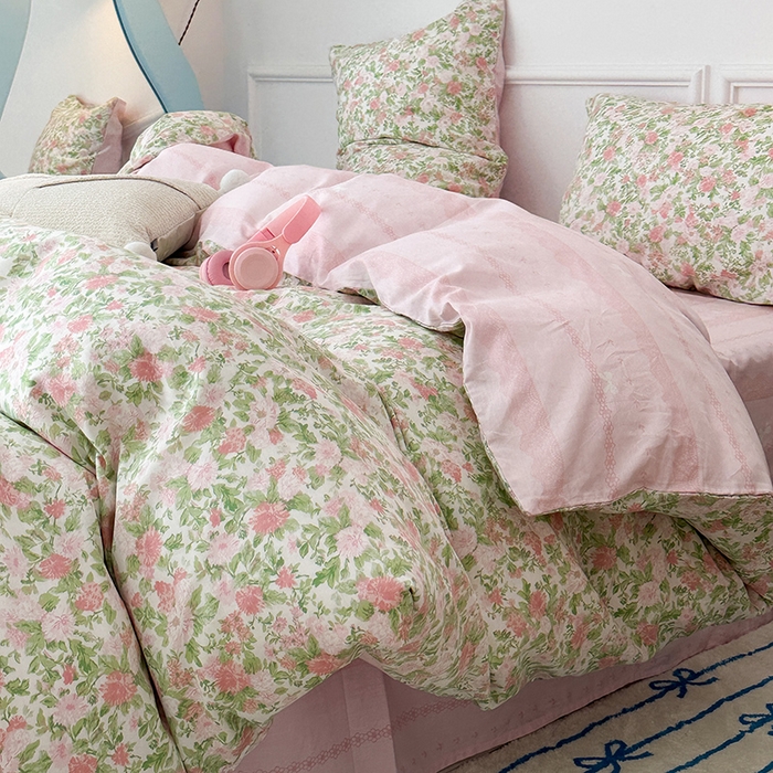 91家纺网 家纺一手货源 找家纺 2024新款13070跑量款全棉四件套--花卉系列 梨花末雨