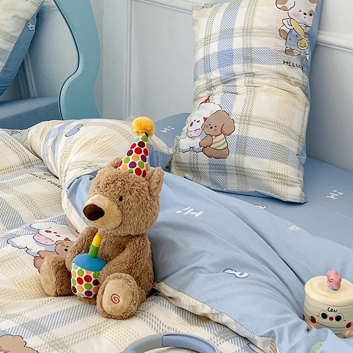 91家纺网 家纺一手货源 找家纺 2024新款13070跑量款全棉四件套--卡通系列 幼稚园伙伴