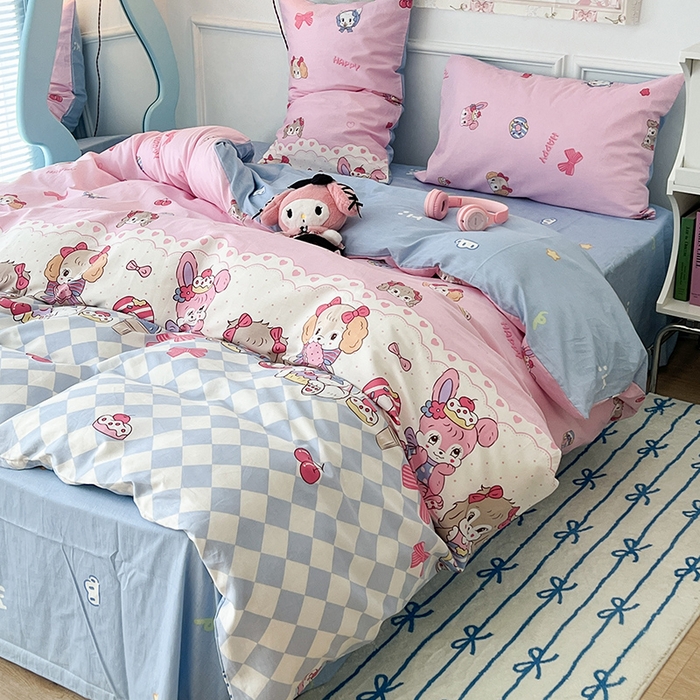 91家纺网 家纺一手货源 找家纺 2024新款13070跑量款全棉四件套--卡通系列 甜心派对