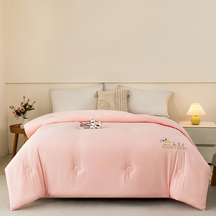 91家纺网 家纺一手货源 找家纺 好宜家纺 2025新款水洗棉新疆棉花被芯拉链款二合一子母被冬被春秋被夏被学生宿舍被褥 单被子-粉玉色