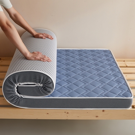 91家纺网 家纺一手货源 找家纺 喜她床垫 喜她床垫 2025新款牛奶丝乳胶记忆棉海绵床垫-学生款 菱格蓝（6cm）