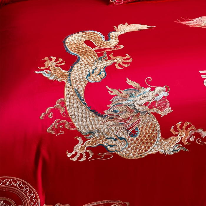 91家纺网 家纺一手货源 找家纺 用心 2024新款双面长绒棉婚庆四件套 福瑞呈祥（新）