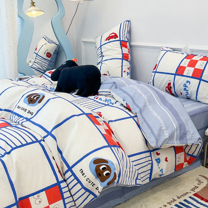 91家纺网 家纺一手货源 找家纺 2024新款13070跑量款全棉四件套--卡通系列 汽车总动员