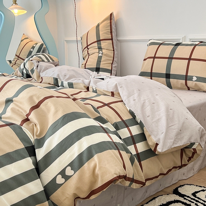 91家纺网 家纺一手货源 找家纺 2024新款13070跑量款全棉四件套--北欧系列 英伦格纹