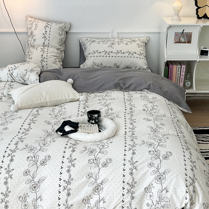 91家纺网 家纺一手货源 找家纺 2024新款13070跑量款全棉四件套--花卉系列 木槿花语