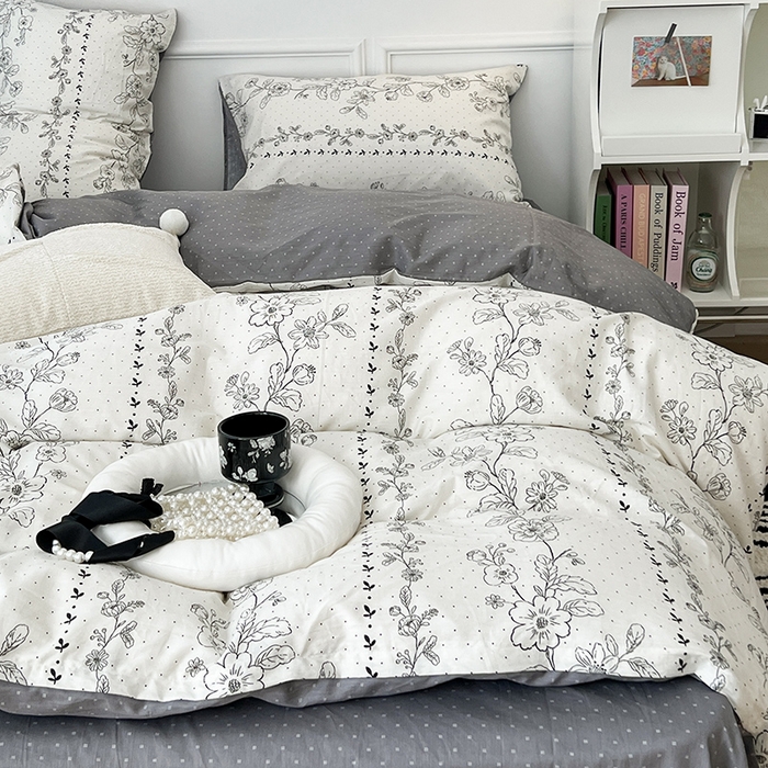 91家纺网 家纺一手货源 找家纺 2024新款13070跑量款全棉四件套--花卉系列 木槿花语