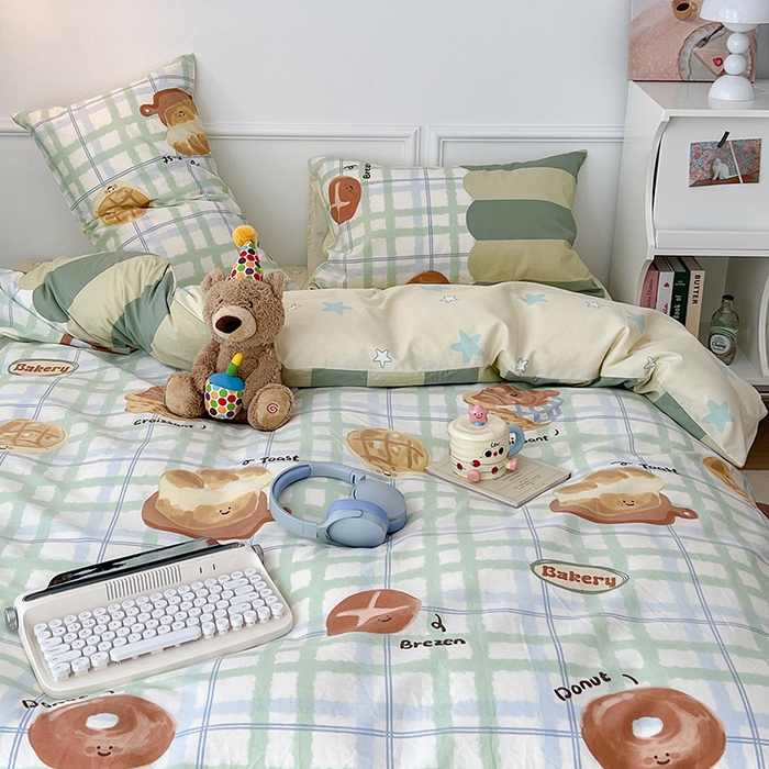 91家纺网 家纺一手货源 找家纺 2024新款13070跑量款全棉四件套--卡通系列 贝果吐司