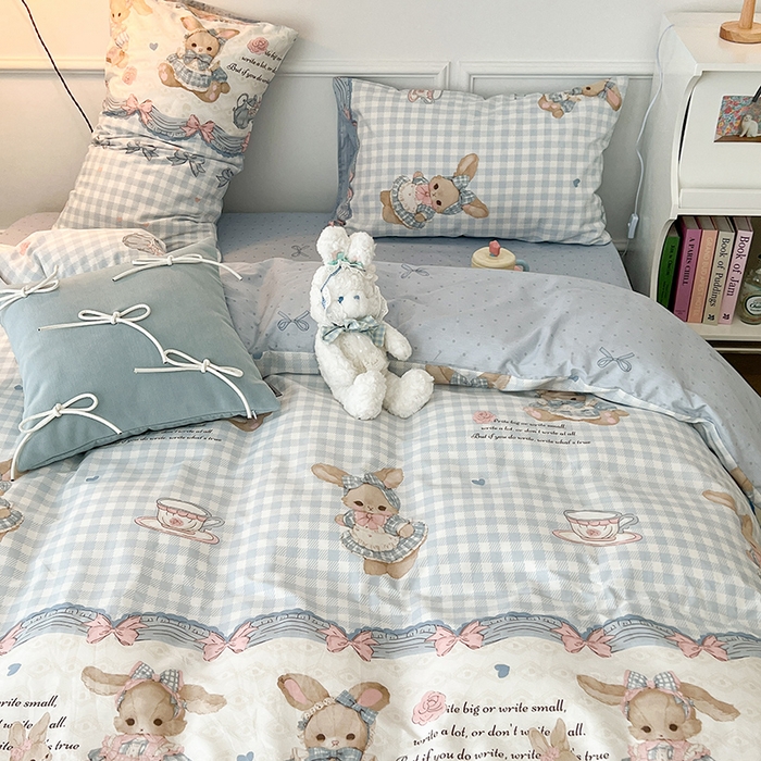 91家纺网 家纺一手货源 找家纺 2024新款13070跑量款全棉四件套--洛丽塔系列 梦境芭蕾兔