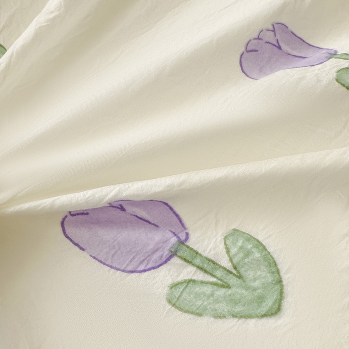 91家纺网 家纺一手货源 找家纺 2024新款水洗棉小清新印花学生三件套（床笠床套款） 紫郁盛开