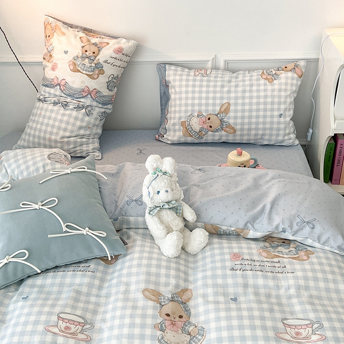 91家纺网 家纺一手货源 找家纺 2024新款13070跑量款全棉四件套--洛丽塔系列 梦境芭蕾兔