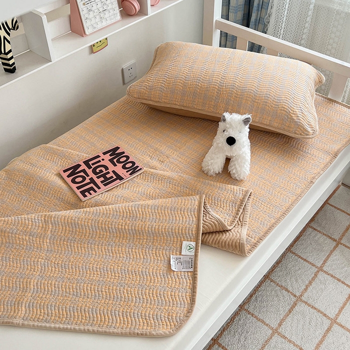 91家纺网 家纺一手货源 找家纺 沐纯家居 2024新款开学季（A类全棉水洗棉，棉加绒）床盖三件套  田园桔