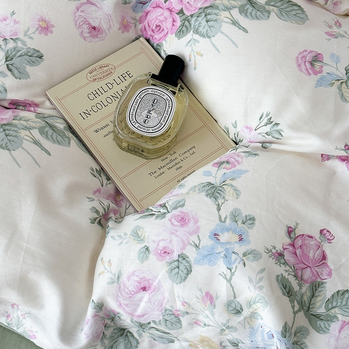 91家纺网 家纺一手货源 找家纺 2024新款13070跑量款全棉四件套--花卉系列 栀夏海棠