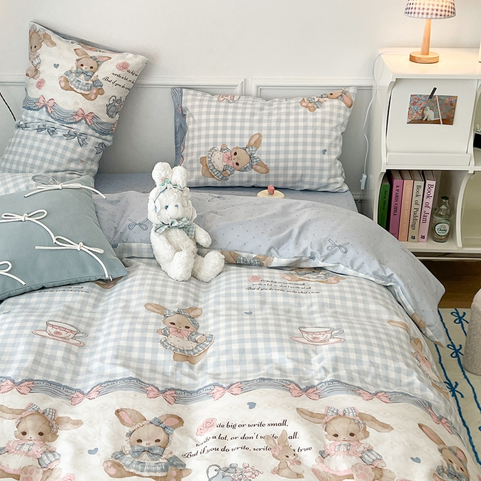 91家纺网 家纺一手货源 找家纺 2024新款13070跑量款全棉四件套--洛丽塔系列 梦境芭蕾兔