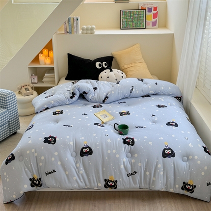 91家纺网 家纺一手货源 找家纺 暖生活 2024新款婴儿级牛奶针织棉大豆四季被冬被春秋被被子被芯 小黑怪