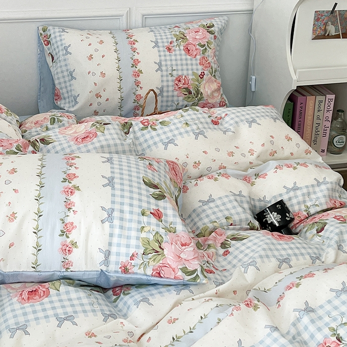 91家纺网 家纺一手货源 找家纺 2024新款13070跑量款全棉四件套--花卉系列 初恋玫瑰