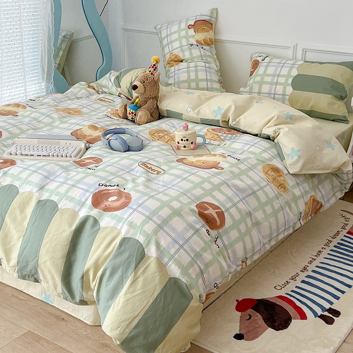 91家纺网 家纺一手货源 找家纺 2024新款13070跑量款全棉四件套--卡通系列 贝果吐司