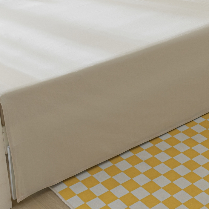 91家纺网 家纺一手货源 找家纺 2024新款纯色双拼水洗棉学生三件套（床笠床套款） 纯色-奶昔白+奶茶