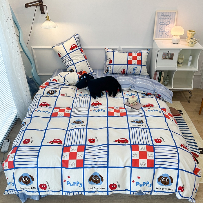 91家纺网 家纺一手货源 找家纺 2024新款13070跑量款全棉四件套--卡通系列 汽车总动员