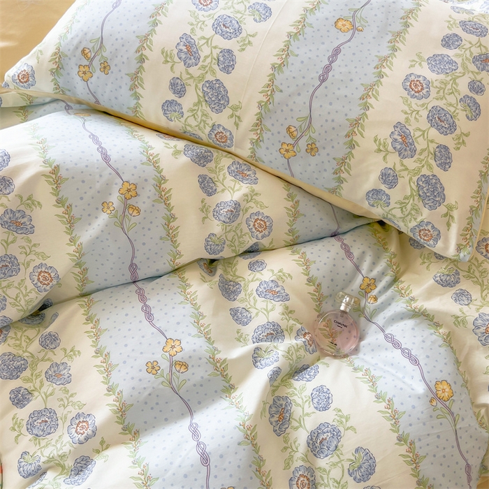 91家纺网 家纺一手货源 找家纺 红馆 2025年全棉12868印花系列四件套花涧