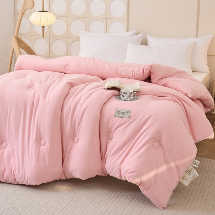 91家纺网 家纺一手货源 找家纺 梦恬佳 2024新款A类原棉亲肤棉大豆被夏被春秋被冬被 樱花粉