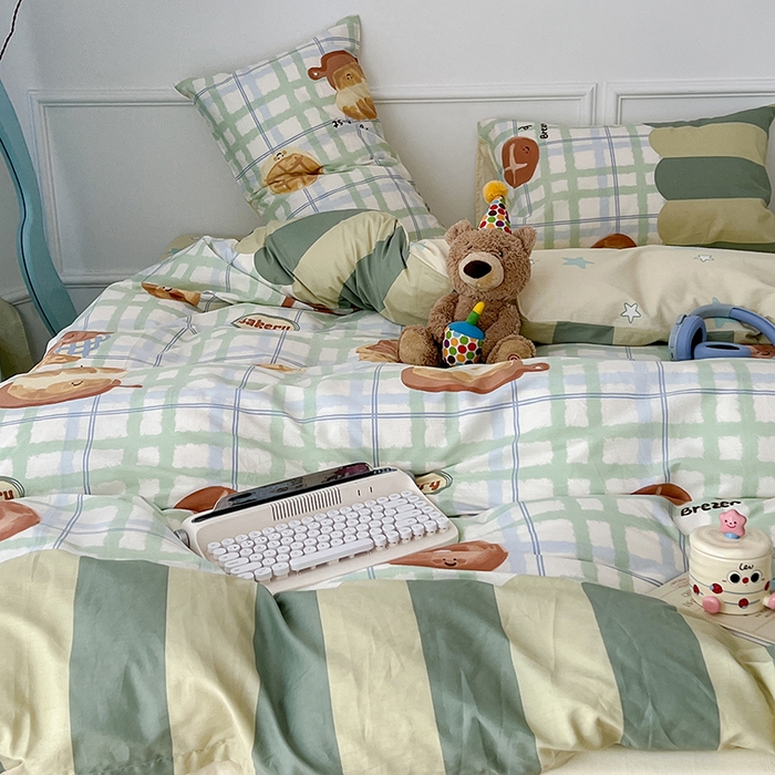 91家纺网 家纺一手货源 找家纺 2024新款13070跑量款全棉四件套--卡通系列 贝果吐司