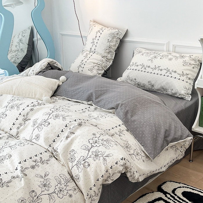 91家纺网 家纺一手货源 找家纺 2024新款13070跑量款全棉四件套--花卉系列 木槿花语